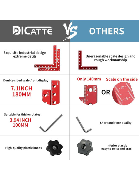 Abrazaderas de Ángulo Recto DICATTE 180mm Aluminio 2 Pcs