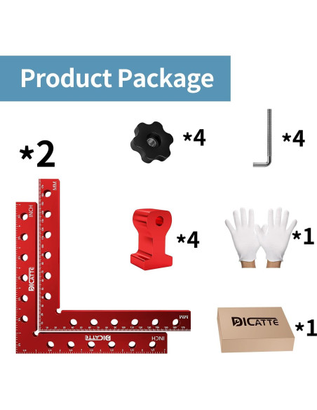 Abrazaderas de Ángulo Recto DICATTE 180mm Aluminio 2 Pcs