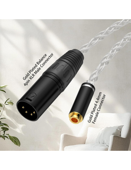 Adaptador de Audio 4 Pin XLR Macho a 4.4mm Hembra XIUSHAOT