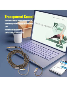 Cable de Auriculares MMCX Sanpyl 120cm Cobre Baño Plata 3.5mm 2