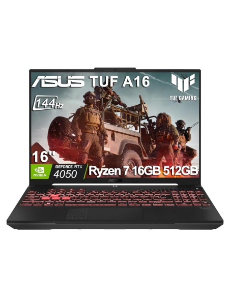 Laptop para Juegos ASUS TUF A16, Ryzen 7, 16GB RAM, 512GB SSD