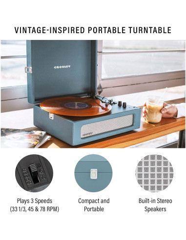 Tocadiscos Portátil Vintage Crosley CR8017B-WB Bluetooth 3 Velocidades
