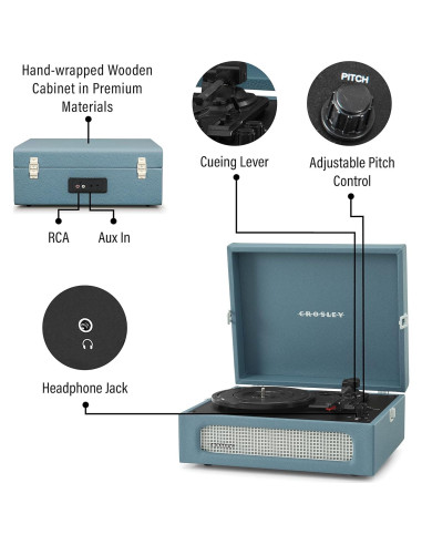 Tocadiscos Portátil Vintage Crosley CR8017B-WB Bluetooth 3 Velocidades
