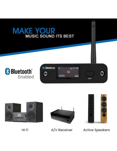 Receptor Bluetooth Hi-Fi BluDento B2 con DAC ESS y Pantalla OLED