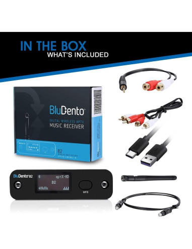 Receptor Bluetooth Hi-Fi BluDento B2 con DAC ESS y Pantalla OLED