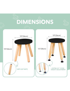 Taburete de Madera Cateam para Niños - Juego de 4 - Negro 2