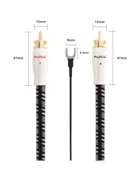 Cable de Tornamesa Preffair X425-2R 1m RCA con Tierra