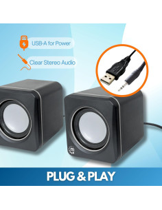 Altavoces USB Manhattan 2600 - Compactos y Potentes - Negro Plata 2