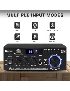 Amplificador Estéreo AK45Pro 400W Bluetooth 5.3 para Hogar 2