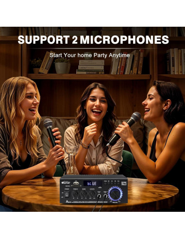 Amplificador Estéreo AK45Pro 400W Bluetooth 5.3 para Hogar