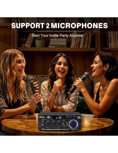 Amplificador Estéreo AK45Pro 400W Bluetooth 5.3 para Hogar