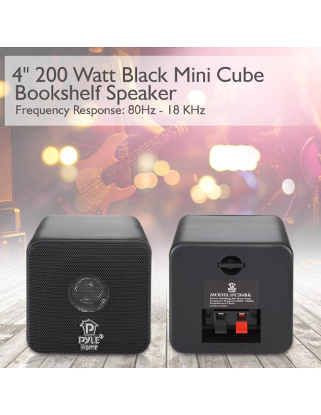 Altavoces de Estantería Pyle PCB4BK Mini Cube 200W Negro