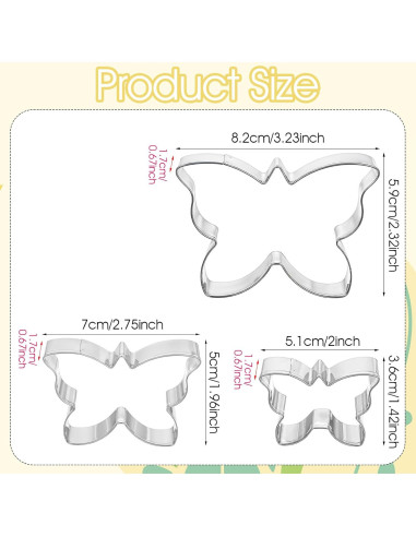 Juego de Cortadores de Galletas Mariposa Quilax 3 Piezas