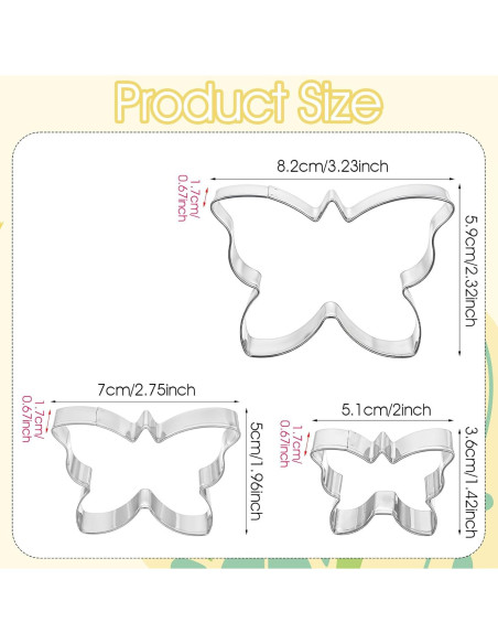 Juego de Cortadores de Galletas Mariposa Quilax 3 Piezas