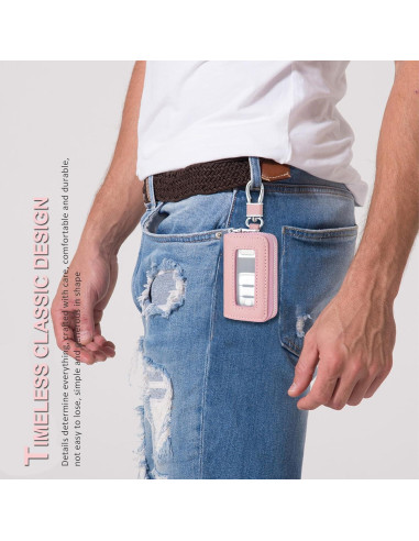 Funda de Llave de Auto vvag de Cuero Rosa, Universal y Premium
