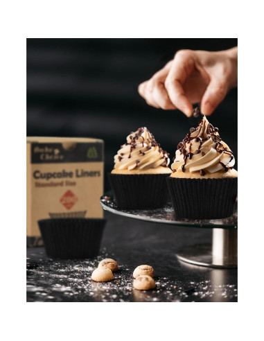 200 Forros de Cupcake Negros Bake Choice - Papel Pergamino Antiadherente