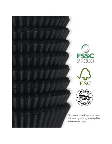 200 Forros de Cupcake Negros Bake Choice - Papel Pergamino Antiadherente