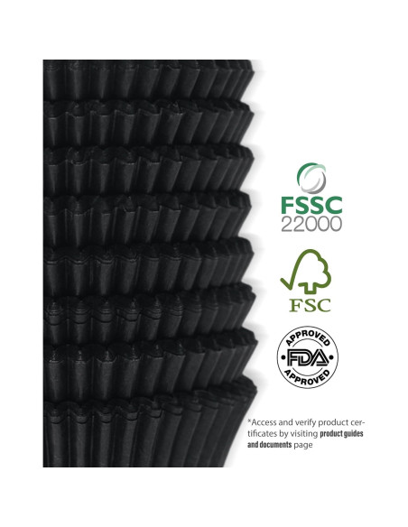 200 Forros de Cupcake Negros Bake Choice - Papel Pergamino Antiadherente
