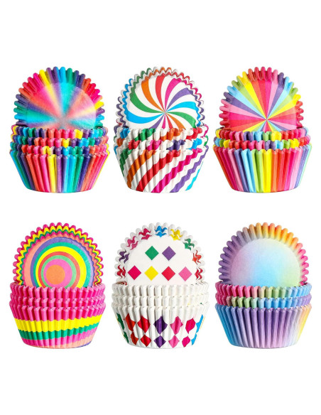 Forros de Cupcake Arcoíris CHENGU 600 Piezas Papel Desechable