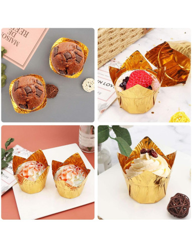 50 Forros de Papel de Aluminio Eusoar 3.5oz para Cupcakes