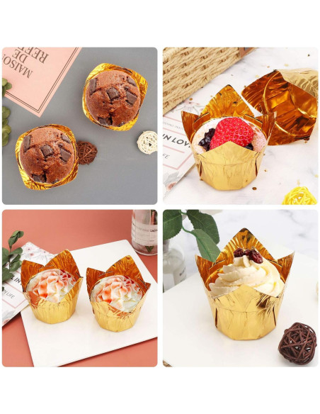 50 Forros de Papel de Aluminio Eusoar 3.5oz para Cupcakes