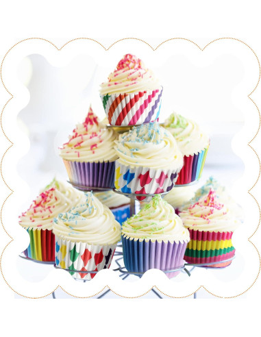 Forros de Cupcake Arcoíris CHENGU 600 Piezas Papel Desechable