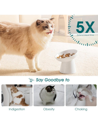 Tazón Antideslizante para Gatos vancasso 15.75 cm Blanco