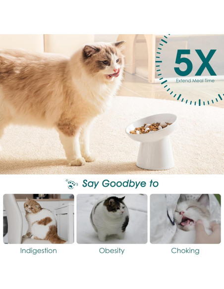 Tazón Antideslizante para Gatos vancasso 15.75 cm Blanco