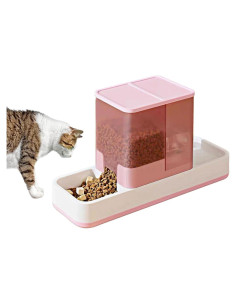 Alimentador automático 2 en 1 Kathson para gatos y perros rosa