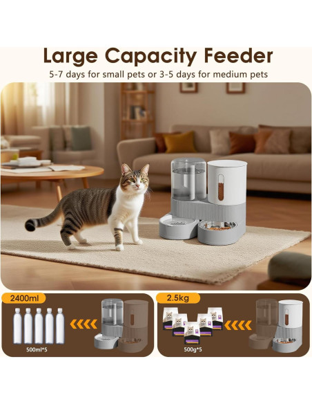 Comedero y dispensador de agua Bsemax 2 en 1 2.4L y 2.6L