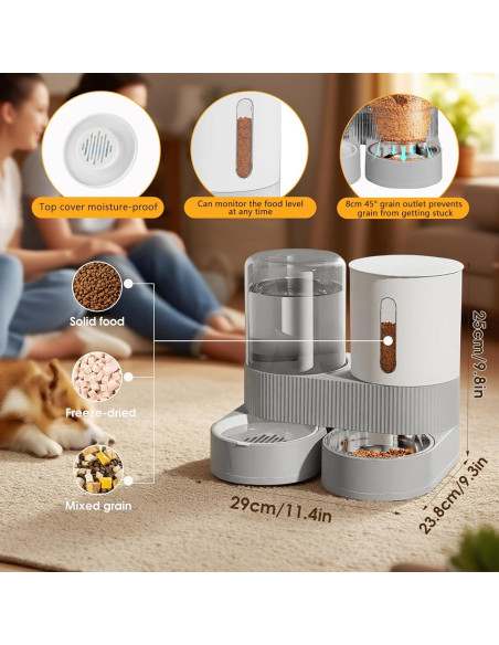 Comedero y dispensador de agua Bsemax 2 en 1 2.4L y 2.6L