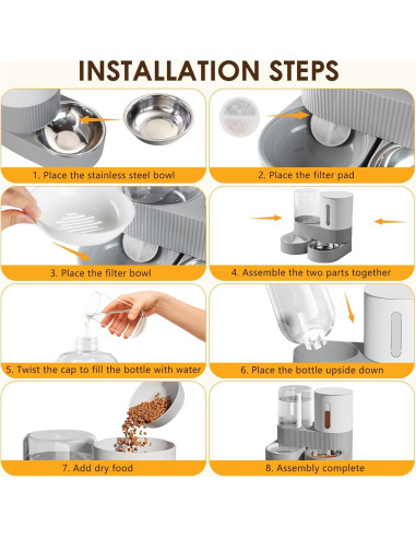 Comedero y dispensador de agua Bsemax 2 en 1 2.4L y 2.6L