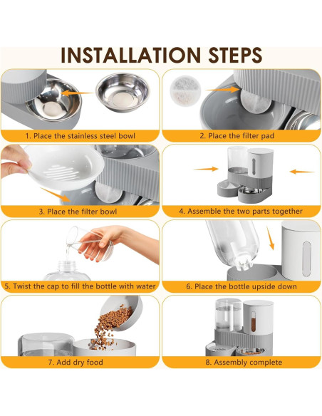 Comedero y dispensador de agua Bsemax 2 en 1 2.4L y 2.6L