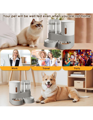 Comedero y dispensador de agua Bsemax 2 en 1 2.4L y 2.6L