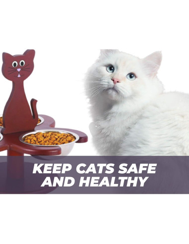 Alimentador Elevado para Gatos Etna con 3 Cuencos de Madera