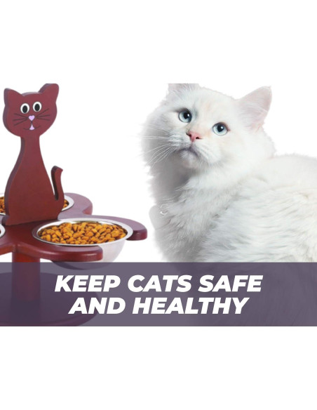 Alimentador Elevado para Gatos Etna con 3 Cuencos de Madera