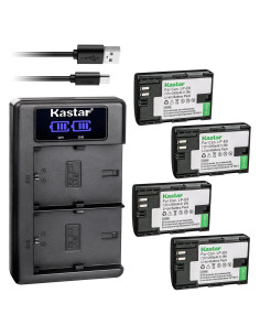 Kastar Cargador USB + 4 Baterías LP-E6 2950mAh para Cámaras