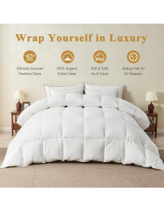 Edredón de Plumas Orgánico TOPGREEN King 269x229 cm Blanco 2