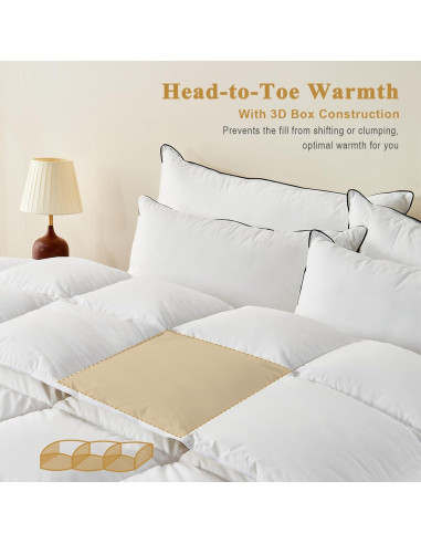 Edredón de Plumas Orgánico TOPGREEN King 269x229 cm Blanco