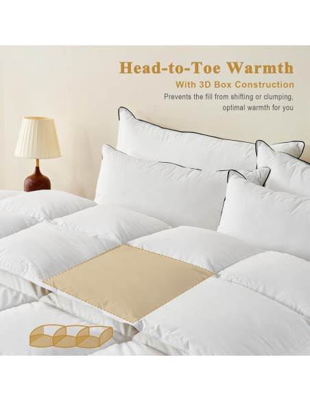 Edredón de Plumas Orgánico TOPGREEN King 269x229 cm Blanco