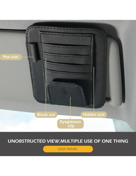 Organizador de Visera de Coche Ferianl - Cuero PU Negro 15.5x12.4cm