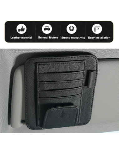 Organizador de Visera de Coche Ferianl - Cuero PU Negro 15.5x12.4cm