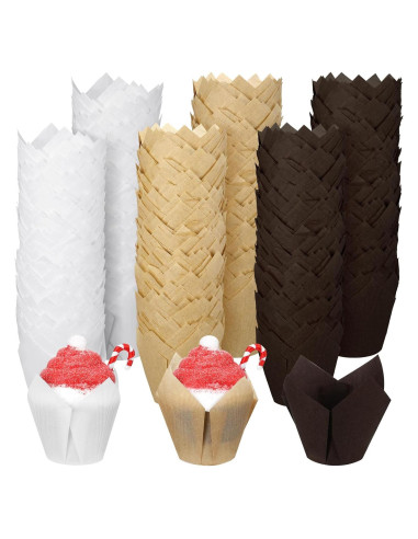 Forros para Cupcakes Funtery 600 Pcs Tulipán Papel Desechable