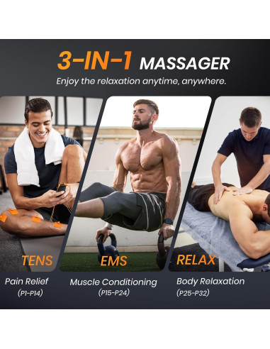 Estimulador Muscular TENS AVCOO 3 en 1 32 Modos 40 Intensidades