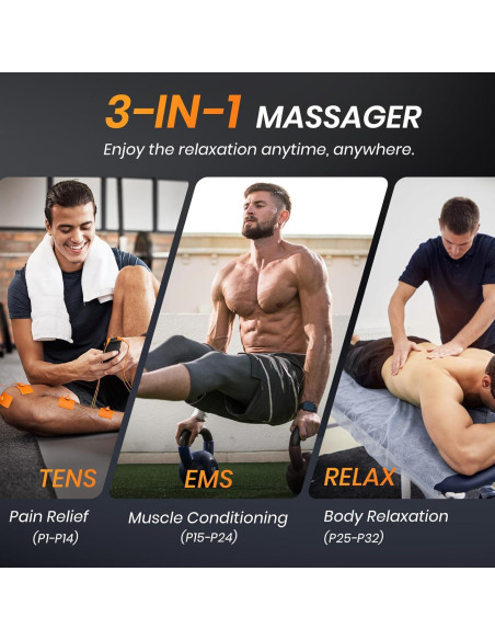 Estimulador Muscular TENS AVCOO 3 en 1 32 Modos 40 Intensidades