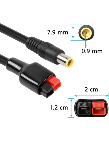 Cable Adaptador SinLoon 14AWG DC 8mm a 45A 13cm 2PCS
