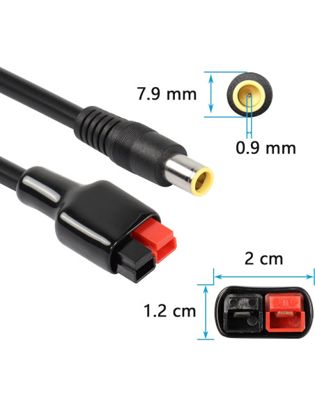 Cable Adaptador SinLoon 14AWG DC 8mm a 45A 13cm 2PCS