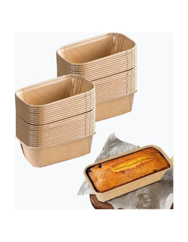 50 Moldes de Pan de Papel Desechables Icyhey 19x8.5 cm
