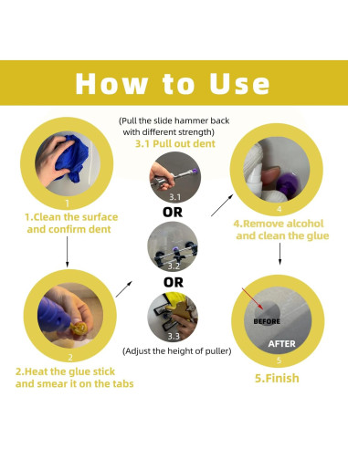 Kit de herramientas Chymogul ZL108 para reparación de abolladuras