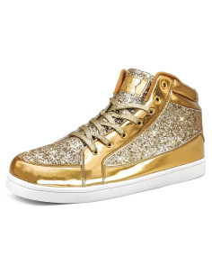 Zapatos Brillantes IGxx para Hombres Casual Oro 29x20x10cm